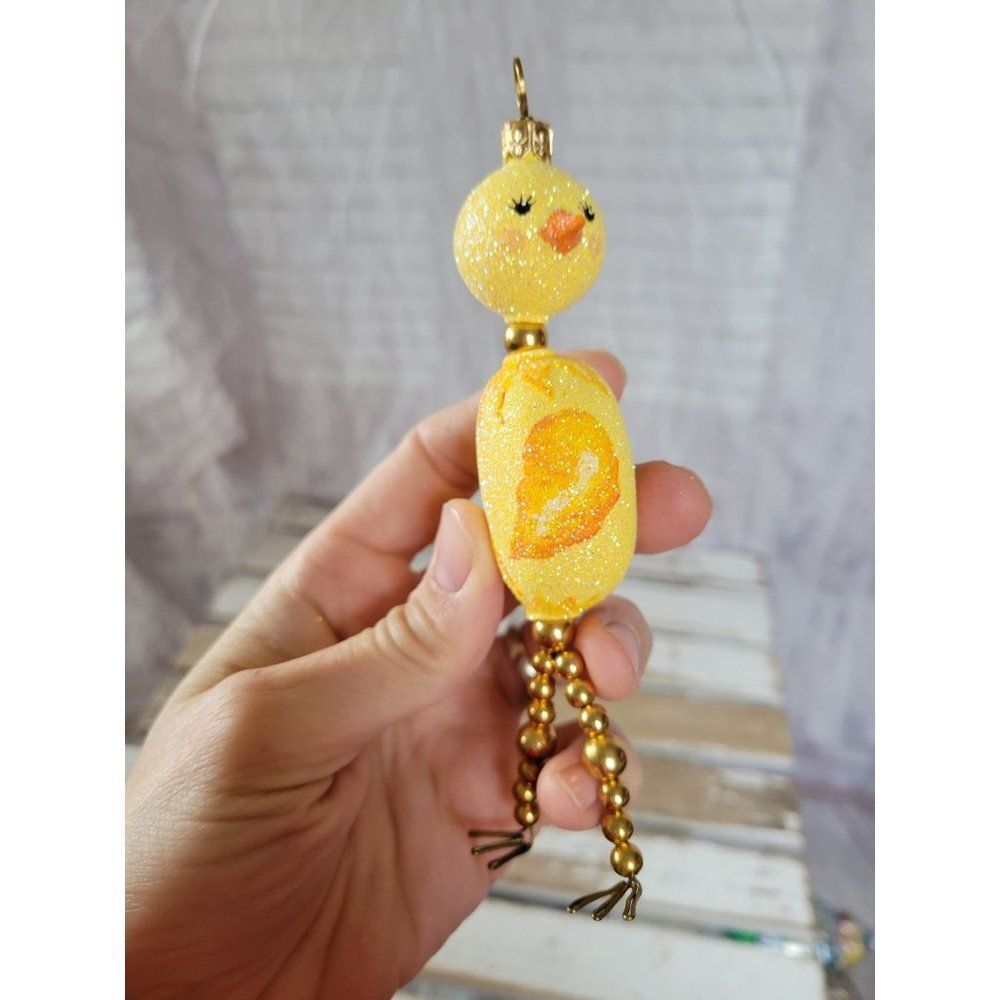Duck Bird beaded sparkle vintage ornament glitter Xmas holiday‎ tree decor